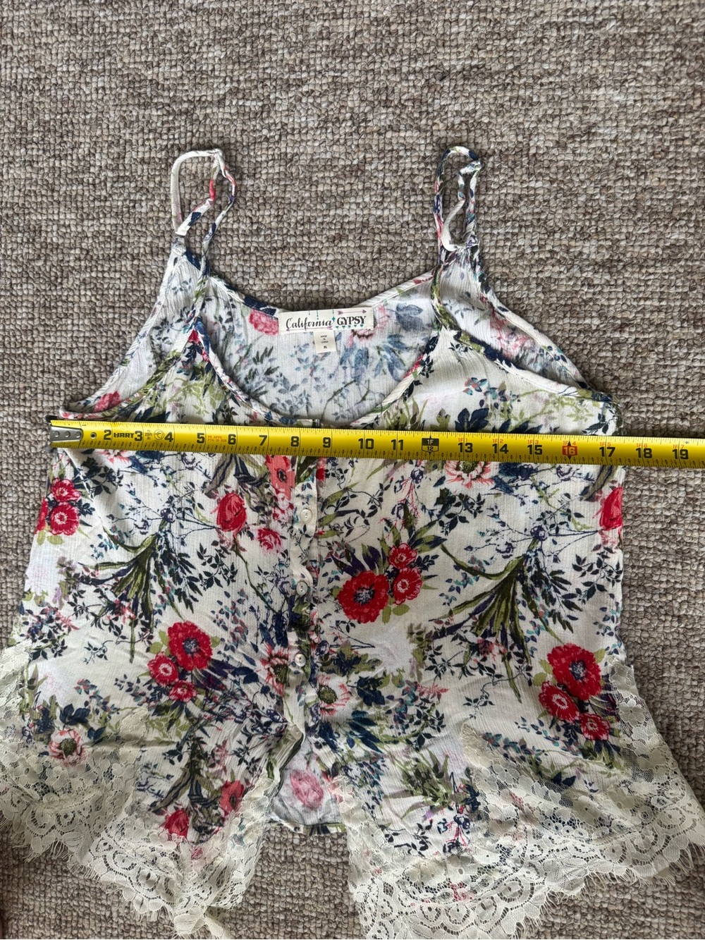 Floral Lace-Trim Spaghetti Strap Tank Top XL - Picture 7 of 7